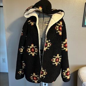 Cozy Fleece Black Patterned Jacket